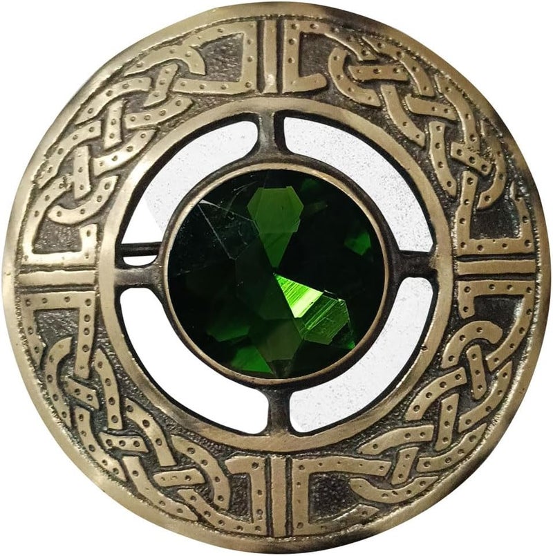 AAR Men's Kilt Brooch Pin Stones Scottish Fly Plaid Celtic Antique Plated Norse Vintage Jewelry - Image 1